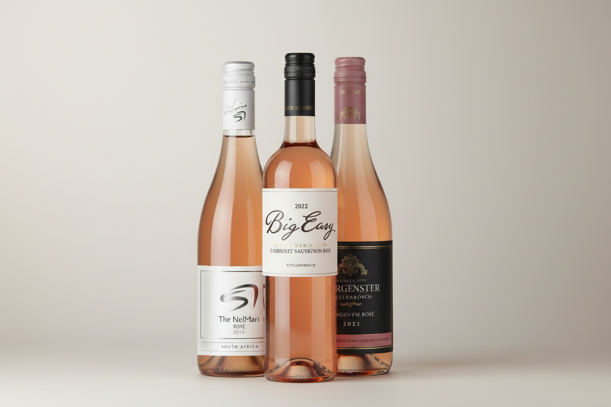 Rosé Flaschen nah zusammen