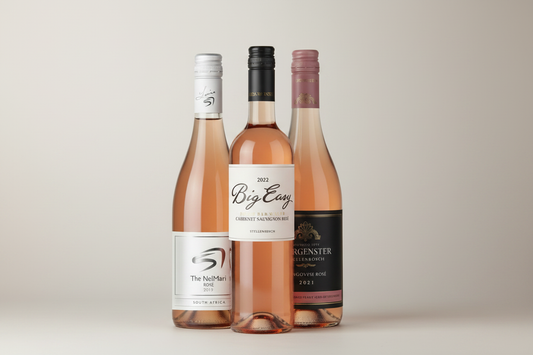 Rosé Flaschen nah zusammen